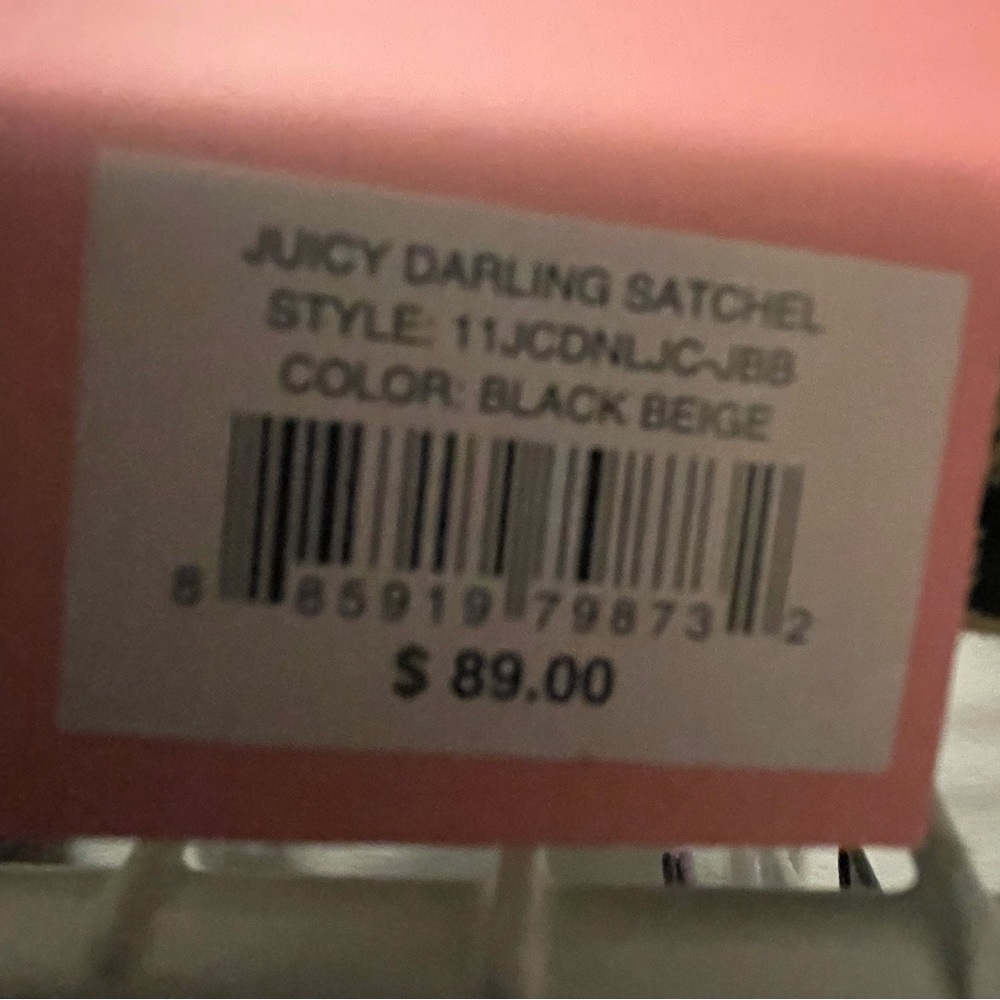 Juicy Couture Black & Beige Logo Tote Satchel with Gold Hardware - Picture 4 of 4